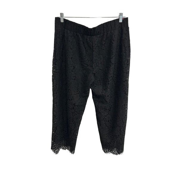 Isaac Mizrahi Live! Lace Cropped Pants Sz Large Petite Elastic Waist Whimsigoth - Picture 2 of 10